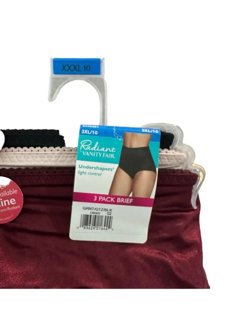 VANITY FAIR 3 Pack Radiant Women’s 3XL 10 Undershapers Hi-Cut Satin Briefs NEW